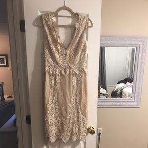 Cream lace cocktail dress by Erin